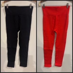 Hi Clasmix 2 Pack of Black and Red Women's Leggings NIP